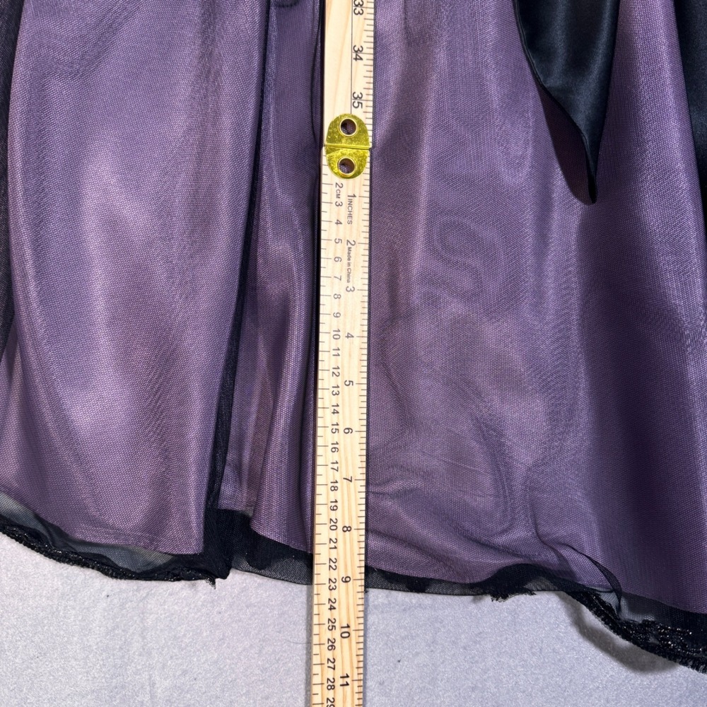 Vintage 90s Y2K Grunge Fairy Goth Adrianna Papell 20W Purple Mesh Floral Dress - Picture 6 of 8